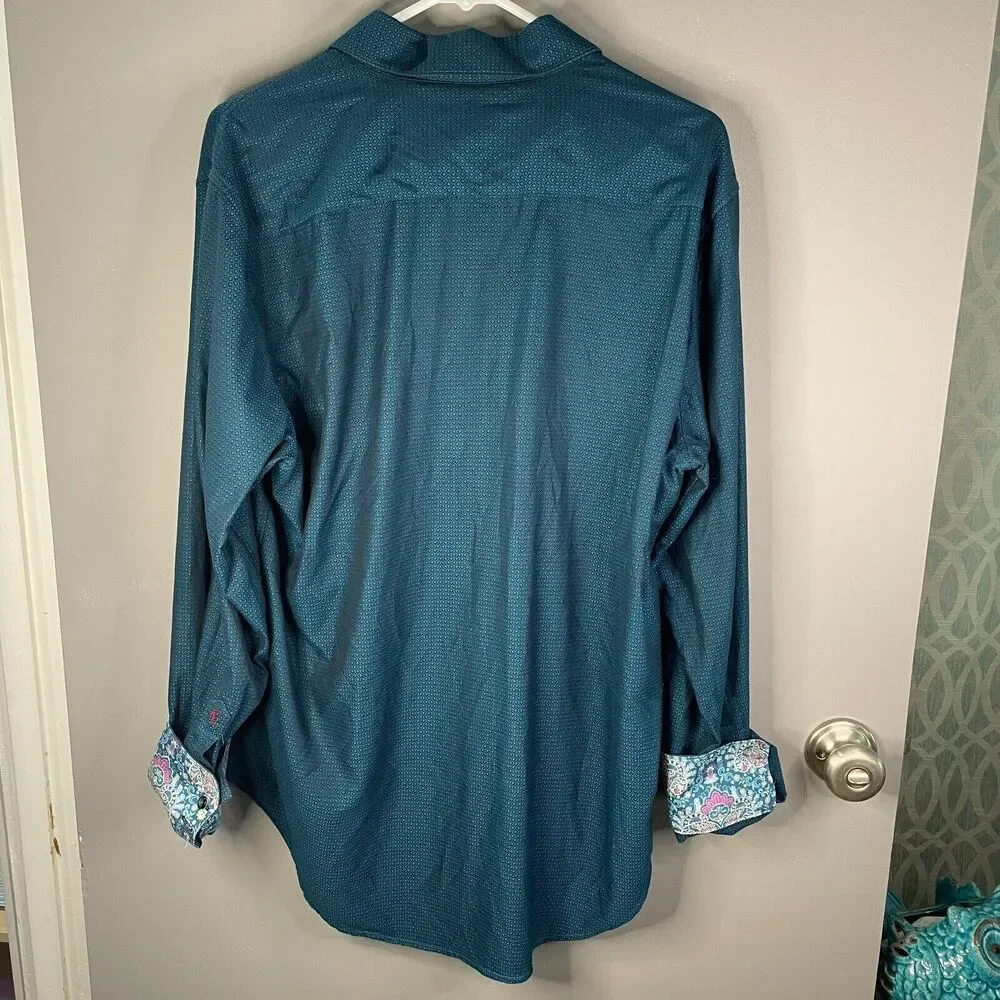 Robert Graham Mens L Classic Fit Geometric Pattern Paisley Cuff Long Sleeve - Picture 4 of 7